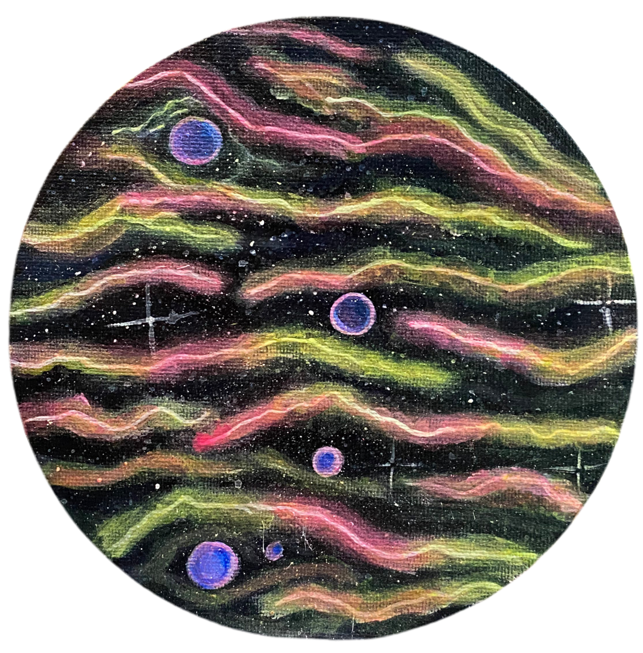 Galaxy Pink Yellow Glow in the Dark Magnet Canvas 6 inches