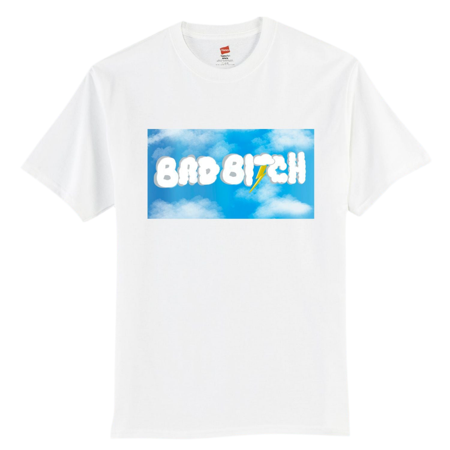 Bad B White T-Shirt. Clouds Collection