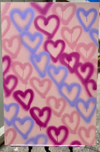 Load image into Gallery viewer, CUSTOM SPRAY PAINTED HEARTS CANVAS. LOVE ENERGY
